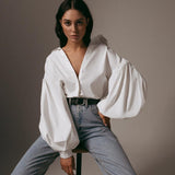 Lantern Sleeve Button Up Shirt