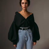 Lantern Sleeve Button Up Shirt