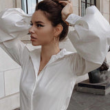 Lantern Sleeve Button Up Shirt