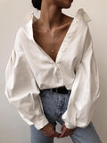 Lantern Sleeve Button Up Shirt