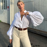Lantern Sleeve Button Up Shirt