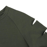 French Terry Cut Sleeve Crop Top Sweater