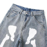 Hand Painted Skeleton Raw Denim