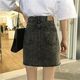 Asymmetrical Denim Mini Skirt