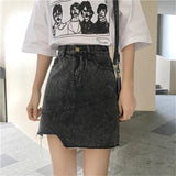 Asymmetrical Denim Mini Skirt