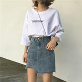Asymmetrical Denim Mini Skirt