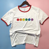 Rainbow Smiley RInger Tee