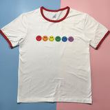 Rainbow Smiley RInger Tee