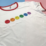 Rainbow Smiley RInger Tee