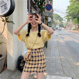 High Waisted Plaid Mini Skirt