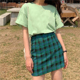 High Waisted Plaid Mini Skirt