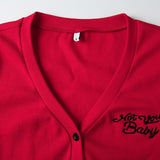 "Not Your Baby" Embroidered Cardigan