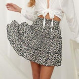 Ruffled Floral Mini Skirt