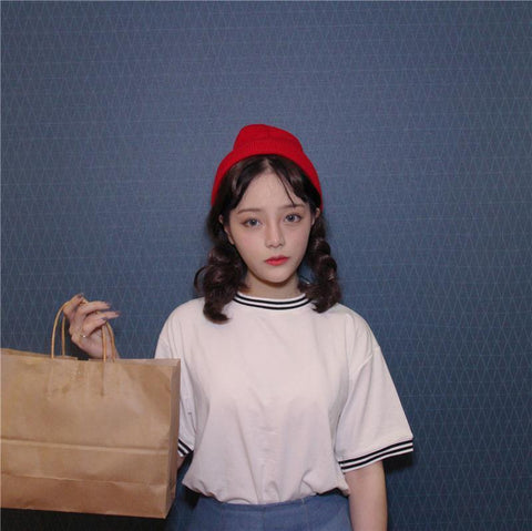 Preppy Striped Oversized Tee