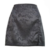 Satin Embroidered Mini Skirt