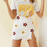 High Waisted Cut Mini Skirt