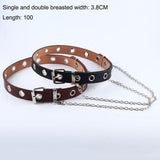 Vegan Leather Belt With Chain