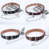 Vegan Leather Belt With Chain