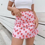 Pink Floral Mini Skirt