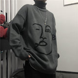 Knitted Geometric Portrait Turtleneck