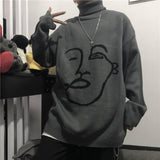 Knitted Geometric Portrait Turtleneck