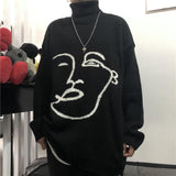 Knitted Geometric Portrait Turtleneck