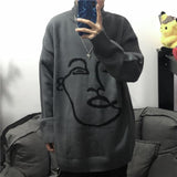 Knitted Geometric Portrait Turtleneck