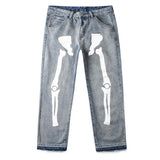 Hand Painted Skeleton Raw Denim