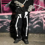 Hand Painted Skeleton Raw Denim