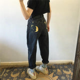 Sun Moon Stars High Waisted Jeans