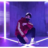 Three Stripe Turtleneck Zip Up Hoodie