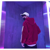 Three Stripe Turtleneck Zip Up Hoodie