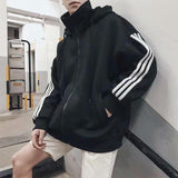 Three Stripe Turtleneck Zip Up Hoodie