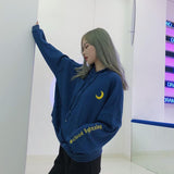 Crescent Moon Embroidered Hoodie