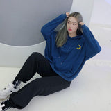 Crescent Moon Embroidered Hoodie