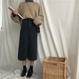 Middle Split Denim Midi Skirt