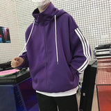 Three Stripe Turtleneck Zip Up Hoodie