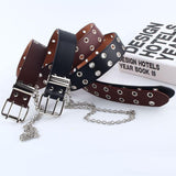 Vegan Leather Belt With Chain