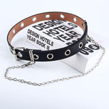 Vegan Leather Belt With Chain