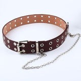 Vegan Leather Belt With Chain