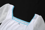 Baby Blue Flower Square Collar Cropped Top