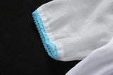 Baby Blue Flower Square Collar Cropped Top