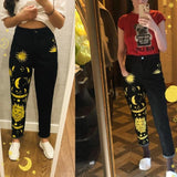 Sun Moon Stars High Waisted Jeans