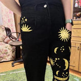 Sun Moon Stars High Waisted Jeans