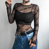 "Love Hate" Mesh Top