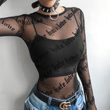 "Love Hate" Mesh Top