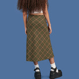 High Waisted Plaid Midi Skirt