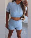 Preppy Short Sleeve Mini Skirt 2 Piece Set
