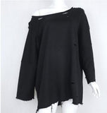 Frayed & Distressed 3/4 Long Sleeve Sweatshirt