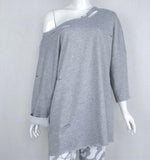 Frayed & Distressed 3/4 Long Sleeve Sweatshirt
